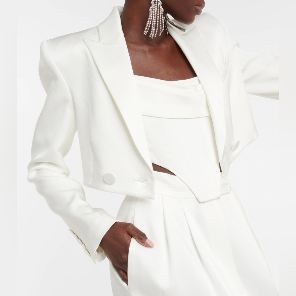 Alex Perry Parker Cropped Satin Crepe Blazer AUS10